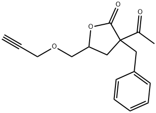3-Acetyl-3-benzyl-4,5-dihydro-5-(2-propynyloxymethyl)-2(3H)-furanone Structure