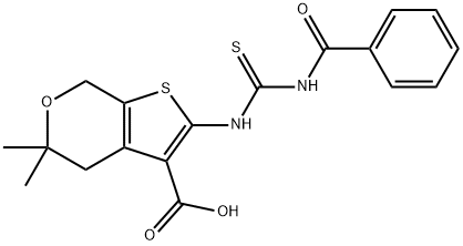 CID-1067700,2-(3-benzoylthioureido)-5,5-diMethyl-5,7-dihydro-4H-thieno[2,3-c]pyran-3-carboxylic acid 구조식 이미지