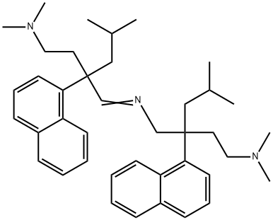 N-[4-(Dimethylamino)-2-isobutyl-2-(1-naphtyl)butylidene]-2-isobutyl-N',N'-dimethyl-2-(1-naphtyl)-1,4-butanediamine 구조식 이미지