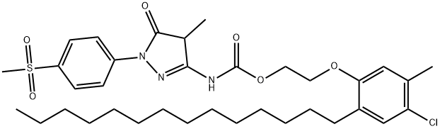 2-(4-chloro-5-methyl-2-tetradecylphenoxy)ethyl [4,5-dihydro-4-methyl-1-[4-(methylsulphonyl)phenyl]-5-oxo-1H-pyrazol-3-yl]carbamate 구조식 이미지
