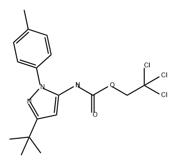 2,2,2-trichloroethyl 3-tert-butyl-1-(4-methylphenyl)-1H-pyrazol-5-ylcarbamate 구조식 이미지