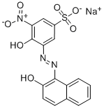sodium 4-hydroxy-3-[(2-hydroxy-1-naphthyl)azo]-5-nitrobenzenesulphonate Structure