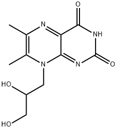 2,4(3H,8H)-Pteridinedione, 8-(2,3-dihydroxypropyl)-6,7-dimethyl- 구조식 이미지