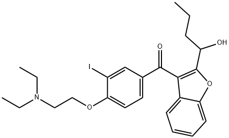 [4-[2-(Diethylamino)ethoxy]-3-iodophenyl][2-(1-hydroxybutyl)-3-benzofuranyl]-methanone 구조식 이미지
