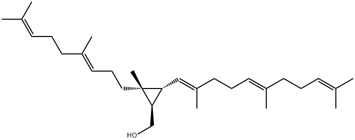 [(1R,2S,3S)-2-[(3E)-4,8-dimethylnona-3,7-dienyl]-2-methyl-3-[(1E,5E)-2 ,6,10-trimethylundeca-1,5,9-trienyl]cyclopropyl]methanol 구조식 이미지