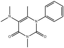 2,4(1H,3H)-Pyrimidinedione, 3,6-dimethyl-5-dimethylamino-1-phenyl- Structure