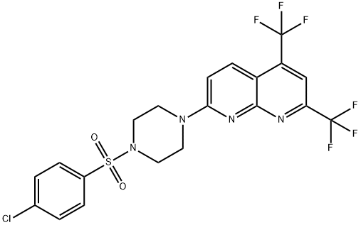 Piperazine, 1-[5,7-bis(trifluoromethyl)-1,8-naphthyridin-2-yl]-4-[(4-chlorophenyl)sulfonyl]- (9CI) 구조식 이미지