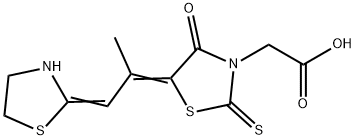 5-[1-methyl-2-(thiazolidin-2-yliden)ethyliden]-4-oxo-2-thioxothiazolidin-3-acetic acid 구조식 이미지