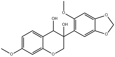 3-(6-Methoxy-1,3-benzodioxol-5-yl)-7-methoxy-3,4-dihydro-2H-1-benzopyran-3,4-diol 구조식 이미지