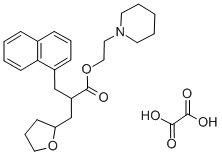 알파-(1-나프틸메틸)테트라히드로-2-푸란프로피온산2-피페리디노에틸에스테르옥살산염 구조식 이미지