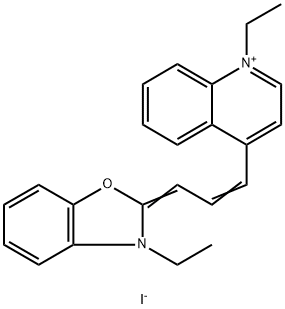 1-ethyl-4-[3-(3-ethyl-3H-benzoxazol-2-ylidene)prop-1-enyl]quinolinium iodide Structure