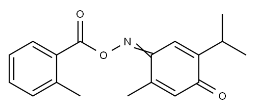 2-Methyl-5-(1-methylethyl)-2,5-cyclohexadiene-1,4-dione 1-[O-(2-methylbenzoyl)oxime] 구조식 이미지