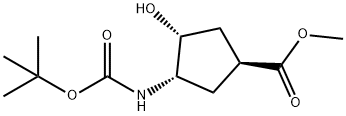 (1S,2R,4S)-N-BOC-1-AMINO-2-HYDROXYCYCLOPENTANE-4-CARBOXYLIC ACID METHYL ESTER Structure