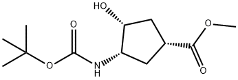 (1S,2R,4R)-N-BOC-1-AMINO-2-HYDROXYCYCLOPENTANE-4-CARBOXYLIC ACID METHYL ESTER Structure