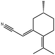 Acetonitrile, [(5R)-5-methyl-2-(1-methylethylidene)cyclohexylidene]-, (2E)- (9CI) Structure