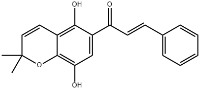 (E)-1-(5,8-Dihydroxy-2,2-dimethyl-2H-1-benzopyran-6-yl)-3-phenyl-2-propen-1-one Structure