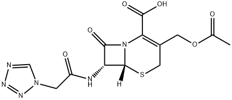 (6R-trans)-3-(acetoxymethyl)-8-oxo-7-(1H-tetrazol-1-ylacetamido)-5-thia-1-azabicyclo[4.2.0]oct-2-ene-2-carboxylic acid 구조식 이미지