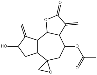 3,3a,4,5,6a,7,8,9,9a,9b-Decahydro-4-acetoxy-8-hydroxy-3,9-bis(methylene)spiro[azuleno[4,5-b]furan-6(2H),2'-oxiran]-2-one 구조식 이미지