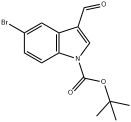 5-BROMO-3-FORMYLINDOLE-1-CARBOXYLIC ACID TERT-BUTYL ESTER 구조식 이미지