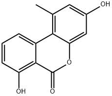 3,7-Dihydroxy-1-methyl-6H-dibenzo[b,d]pyran-6-one Structure