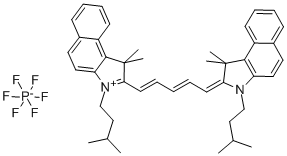 4,5:4',5'-DIBENZO-1,1'-DIISOPENTYL-3,3,3',3'-TETRAMETHYLINDADICARBOCYANINE HEXAFLUOROPHOSPHATE 구조식 이미지