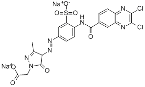 disodium 4-[[4-(2,3-dichloroquinoxaline-6-carboxamido)-2-sulphonatophenyl]azo]-3-methyl-5-oxo-2-pyrazolin-1-acetate 구조식 이미지