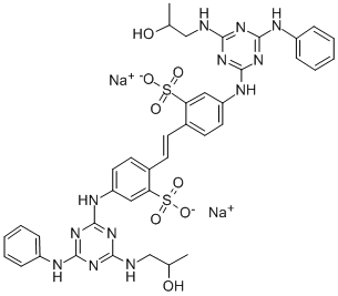 disodium 4,4'-bis[[6-anilino-4-[(2-hydroxypropyl)amino]-1,3,5-triazin-2-yl]amino]stilbene-2,2'-disulphonate Structure