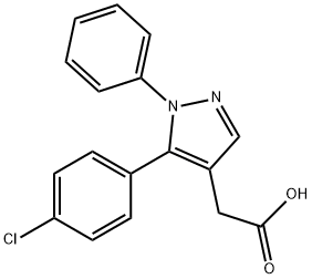 5-(4-Chlorophenyl)-1-phenyl-1H-pyrazole-4-acetic acid 구조식 이미지