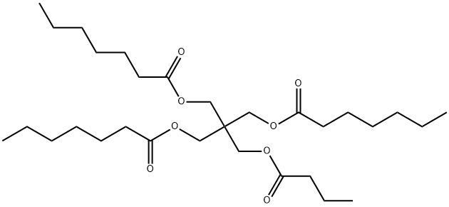 2-[(1-oxobutoxy)methyl]-2-[[(1-oxoheptyl)oxy]methyl]propane-1,3-diyl bisheptanoate 구조식 이미지