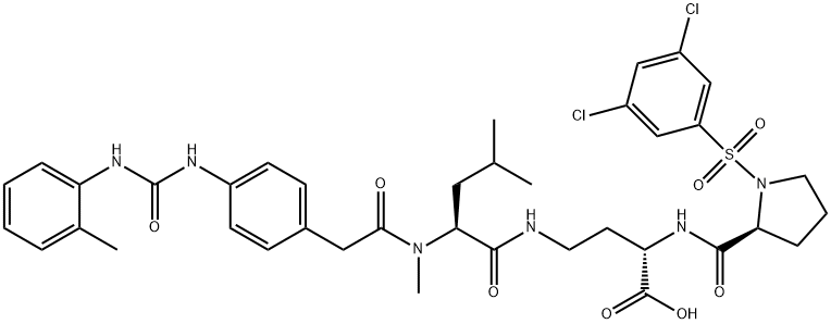 327613-57-0 (2(S)-[1-(3,5-Dichlorophenylsulfonyl)-L-prolylaMino]-4-[N-Methyl-N-[2-[4-[3-(2-Methylphenyl)ureido]phenyl]acetyl]-L-leucylaMino]butyric acid )