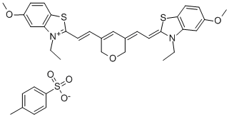 3-ETHYL-2-((E)-2-[5-((Z)-2-[3-ETHYL-5-METHOXY-1,3-BENZOTHIAZOL-2(3H)-YLIDENE]ETHYLIDENE)-2H-PYRAN-3(6H)-YL]ETHENYL)-5-METHOXY-1,3-BENZOTHIAZOL-3-IUM 4-METHYLBENZENESULFONATE 구조식 이미지