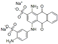 1-amino-4-(4-amino-3-sulphoanilino)-9,10-dihydro-9,10-dioxoanthracene-2-sulphonic acid, sodium salt Structure