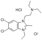 5,6-dichloro-3-[2-(diethylamino)ethyl]-1-ethyl-2-methylbenzimidazolium chloride monohydrochloride 구조식 이미지