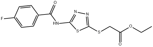 ethyl 2-({5-[(4-fluorobenzoyl)amino]-1,3,4-thiadiazol-2-yl}sulfanyl)acetate 구조식 이미지