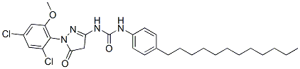 1-[1-(2,4-dichloro-6-methoxyphenyl)-4,5-dihydro-5-oxo-1H-pyrazol-3-yl]-3-(4-dodecylphenyl)urea 구조식 이미지