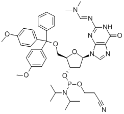 DMT-dG(dmf) Phosphoramidite 구조식 이미지