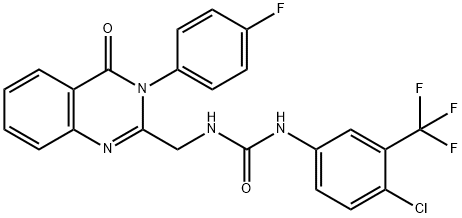 N-[4-Chloro-3-(trifluoromethyl)phenyl]-N'-[[3-(4-fluorophenyl)-3,4-dihydro-4-oxo-2-quinazolinyl]methyl]urea 구조식 이미지