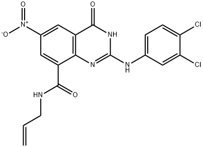 2-[(3,4-DICHLOROPHENYL)AMINO]-1,4-DIHYDRO-6-NITRO-4-OXO-N-2-PROPENYL-8-QUINAZOLINECARBOXAMIDE 구조식 이미지