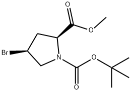 (2S,4S)-1-tert-butyl 2-Methyl 4-broMopyrrolidine-1,2-dicarboxylate 구조식 이미지