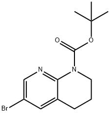 TERT-BUTYL 6-BROMO-3,4-DIHYDRO-1,8-NAPHTHYRIDINE-1(2H)-CARBOXYLATE 구조식 이미지