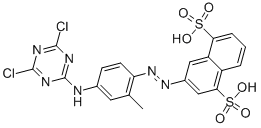 3-[[4-[(4,6-dichloro-1,3,5-triazin-2-yl)amino]-o-tolyl]azo]naphthalene-1,5-disulphonic acid Structure