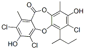 (-)-2,4,7-Trichloro-3,8-dihydroxy-1,9-dimethyl-6-(1-methylpropyl)-11H-dibenzo[b,e][1,4]dioxepin-11-one Structure