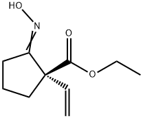 Cyclopentanecarboxylic acid, 1-ethenyl-2-(hydroxyimino)-, ethyl ester, (1R)- Structure