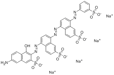 tetrasodium 7-amino-4-hydroxy-3-[[6(or 7)-sulphonato-4-[[6(or 7)-sulphonato-4-[(3-sulphonatophenyl)azo]naphthyl]azo]naphthyl]azo]naphthalene-2-sulphonate 구조식 이미지