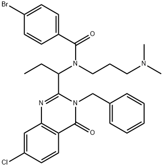 N-[1-(3-Benzyl-7-chloro-4-oxo-3,4-dihydro-quinazolin-2-yl)-propyl]-4-bromo-N-(3-dimethylamino-propyl)-benzamide Structure