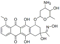 10-(4-amino-5-hydroxy-6-methyl-oxan-2-yl)oxy-6,8,11-trihydroxy-8-(N-hy droxy-C-methyl-carbonimidoyl)-1-methoxy-9,10-dihydro-7H-tetracene-5,12 -dione 구조식 이미지