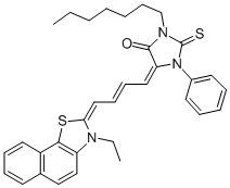 5-[4-(3-ethylnaphtho[2,1-d]thiazol-2(3H)-ylidene)-2-butenylidene]-3-heptyl-1-phenyl-2-thioxoimidazolidin-2-one Structure