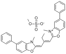 methyl 3-methyl-2-[2-[(3-methyl-5-phenyl-3H-benzoxazol-2-ylidene)methyl]but-1-enyl]-5-phenylbenzoxazolium sulphate 구조식 이미지