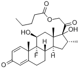 9-Fluoro-11b,17,21-trihydroxy-16a-methylpregna-1,4-diene-3,20-dione 17-valerate 구조식 이미지
