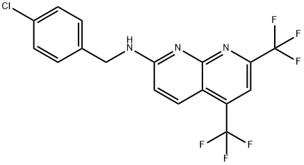 1,8-Naphthyridin-2-amine,N-[(4-chlorophenyl)methyl]-5,7-bis(trifluoromethyl)-(9CI) Structure